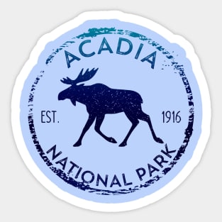 Acadia National Park Maine Moose Lovers Distressed Design Sticker